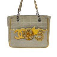 CHANEL No.5 Camellia 系列黃皮革山茶花帆布托特包