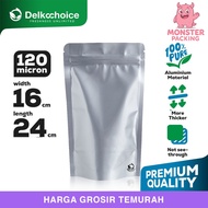 Standing Pouch PURE ALUMINUM FOIL Delkochoice Ziplock Packaging 16x24cm