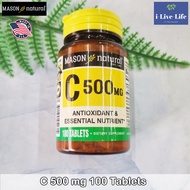 70% OFF ราคา Sale!!! EXP:02/2024 วิตามินซี Vitamin C 500 mg 100 Tablets - Mason Natural