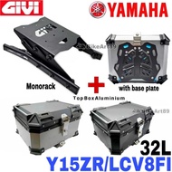 GIVI Monorack Yamaha Y15ZR LC135 V8 FI Top Box Aluminium 32L 32 Liter with Base Plate Motorcycle Kot
