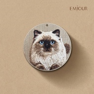 EMJOUR Double-Sided Embroidered Charm-Himalayan Cat | Cat Pet Souvenir Gift Cat Key Ring