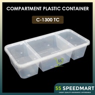 𝟱𝟱𝗦𝗣𝗘𝗘𝗗𝗠𝗔𝗥𝗧 1300TC 3 COMPARTMENT PP LUNCH BOX WITH LID [ ±10SETS ] DISPOSABLE PLASTIC FOOD BOX BENTO