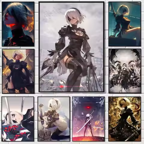 2B anime N-nieR Automata Poster Decorative Wall Art Stickers Mural Photo Print for Home Living Room 