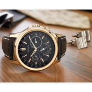 [Original] Citizen BU2023-12E Eco-Drive Black Analog Brown Leather Men Watch