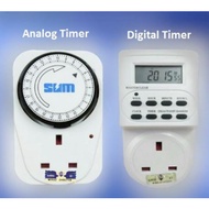 🔥Sum 24 hours Digital Timer / Analog Timer Programmer Timer 13A 3 3 Pin Plug With SIRIM Approved Goo
