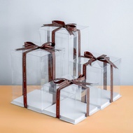 [5 Sets] 6~12inch Cake Box with Ribbon / Kotak Kek / Kotak Hantaran / Transparent Cake Box / Fully T