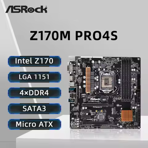 ASRock Z170M PRO4S Motherboard LGA1151 Support Core i3-6100 i5-6500 i7-6700K CPU Intel Z170 64GB PCI