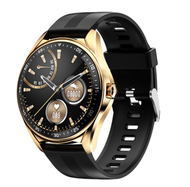 E16智慧手錶雙藍牙通話手錶機身鋅合金多國語言（tpu-金黑）