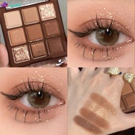 (COD) Chocolate Nine color Eye shadow plate Sparkling Pearl Matte Earth color Pure Nude Makeup Stude