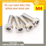 Hexagon head screw 304 stainless steel cylinder size M4x6mm, M4x8mm, M4x10mm, M4x12mm, M4x16mm, M4x1