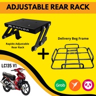 [READY STOCK] LC135 V1 RAPIDO ADJUSTABLE REAR RACK WITH DELIVERY/COURIER RACK/TAPAK BELAKANG/REAR BA