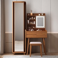 ✿FREE SHIPPING✿Solid Wood Dressing Table Storage Cabinet Integrated Bedroom Floor Dressing Mirror New Simple Modern Small Makeup Table