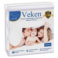 Veken Waterproof Mattress Protector, Queen Size Hypoallergenic 100% Cotton Breathable Washable Ma...