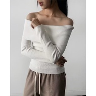Ecinos Top Wanita Women's Knit Top off Shoulder Blouse Sabrina/