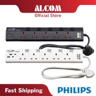 PHILIPS CHP4752 5 Way Extension Socket with 2 USB and 2 Type-C Port, Surge Protection &amp; 2m Cable Length [SIRIM Approved]