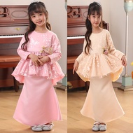 Kids Terno for Girls Baju Kurung Muslim Girls Prayer Costume Long Sleeve Flower Baby Girl Dress Baju Budak Perempuan Girls Clothes Set