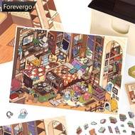 FOREVERGO MBTI Leisure Suite 3D Home Diary Landscape Sticker Miniature Scene DIY Pocket Cabin Scene 