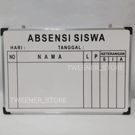 ADA [UK.40X60] PAPAN TULIS ABSENSI SISWA HARIAN KELAS SEKOLAH| WHITEBOARD | PAPAN ABSEN KECIL
