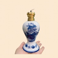 Blue lotus altar lamp with lotus motif