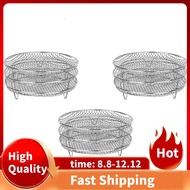 3X Air Fryer Three Stackable Dehydrator Racks for Gowise Philips Ninja Stainless Steel Air Fryer Rack Fit All 4.2-5.8QT