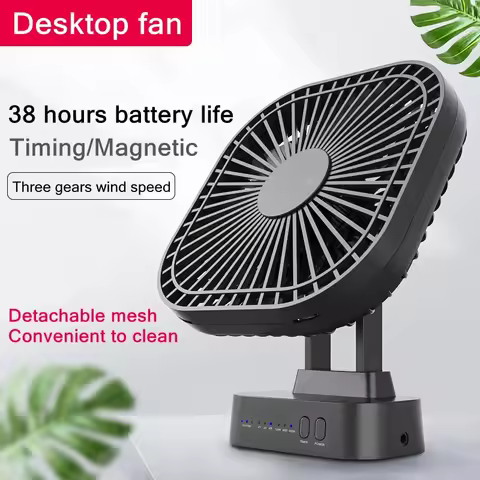 Mini USB Fan Rechargeable Battery Fan with Timer Strong Wind 3 Speed 7 Fan Leaf Desktop Portable Off