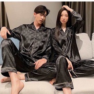 Bộ ngủ GG pijama nam nữ tay dài chất lụa - Đồ ngủ đôi