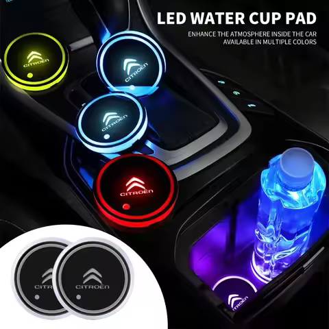 Car Colorful Luminous LED Atmosphere Light Cup Coaster Holder For Citroen C4 C2 C5 C6 C4L CACTUS C3X