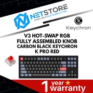 KEYCHRON V3 HOT-SWAP RGB FULLY ASSEMBLED KNOB CARBON BLACK - KEYCHRON K PRO RED - V3-D1