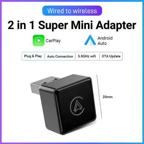 New Upgrade Universal Wireless CarPlay/Android Auto Adapter Plug & Play OTA Update Bluetooth Wi-Fi F