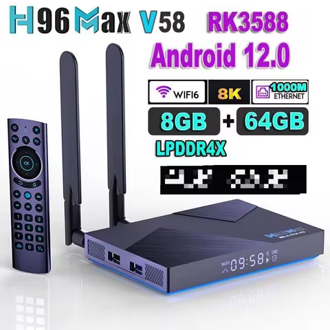 H96 MAX V58 TV Box Android 12 DDR4 8GB 64GB RK3588 Support 8K BT5.0 Dual Wifi 100M octa core vs meco