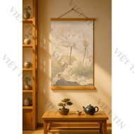 Lotus Bamboo Curtain Wall Painting - Sharp UV Printing - Feng Shui Decor Painting