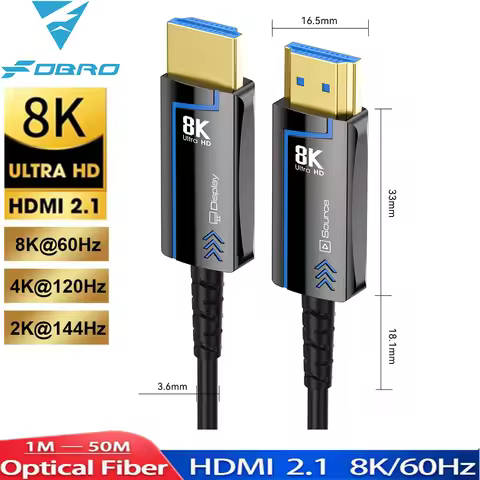 8K HDMI 2.1 Fine Fiber Optic Cable 8K60Hz 4K120Hz HDMI Cable Dynamic 48Gbps HDR/eARC/HDCP for HD TV 