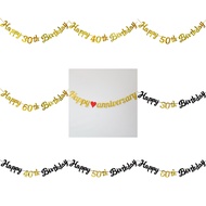 Gold Black 30th/40th/50th/60th Birthday Banner Birthday Anniversary Party Decorations Needed LB199