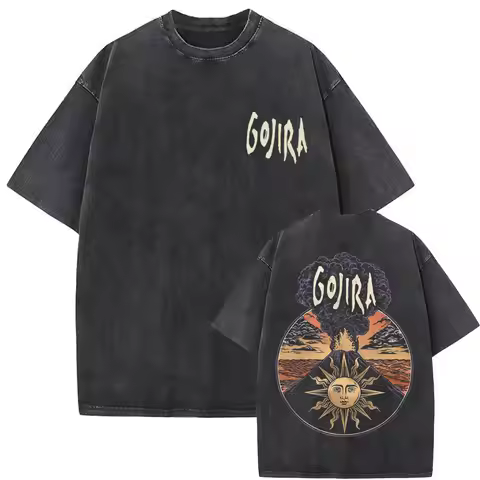 Washed Vintage Metal Rock Band Gojira T-shirt Magma T Shirt Fortitude T-shirts Men Women Fashion Ove