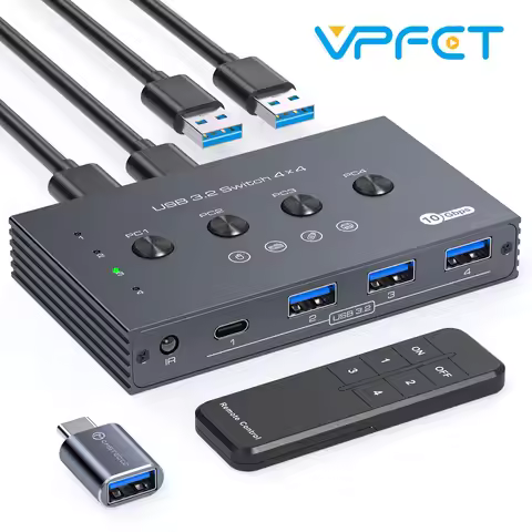 USB 3.2 Switcher KVM Switch Shared Controller Adapter 10Gbps Rate Support Fit Computer Laptop Mouse 