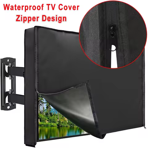 Front Roll Up TV Cover with Zipper Outdoor Shield TV Cover for the Yard TV Screen Case Protector Wat