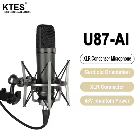 U87 AI Condenser Microphone Large Diaphragm Studio XLR Mic for Vocal Recording Podcast YouTube Live 
