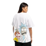 "R1CK & M0RTY" RELAXED FIT TSHIRT WHITE MEN WOMEN UNISEX COTTON COMBED 20s
