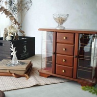 日本雜貨古道具-昭和原木四層抽屜收納櫃精緻珠寶盒