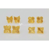 [VJ]NEW!! Earring "L&V Luxury" Studs Earrings 999.9 Bangkok Gold Plated Earrings ELV <Subang Paku>