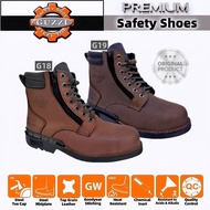 Guzzi Safety Shoes/ Boot Steel Toe cap/ Steel Mid-plate/ Leather/ Mid Cut Shoes Lace & Dual Zip 0155