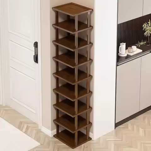 9 Tiers Vertical Shoe Rack Narrow Shoe Shelf Easy to Install Utility Storage Rack Shoe Organizer for