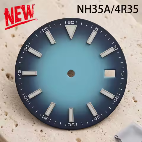 31mm Matte Texture Watch Dial For Seiko Datejust NH35/4R35 Automatic Movement BGW9 Blue Lume Case Re