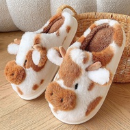 New Spotted Cow Indoor Household Furry Slippers Home Cotton Slippers Warm Thick-soled Plush Slippers