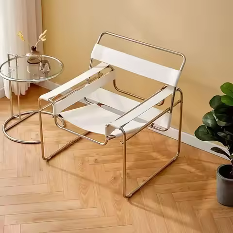 Saddle Leather Single Chair Nordic Vassili Leisure Chair Bauhaus Style Minimalist Industrial Design 