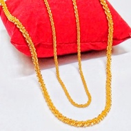 Short & Long 24K Gold Plated Rantai Jagung (0.2cm, 0.3cm, 0.4cm Wide) Necklace