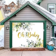 Greenery Baby Shower Garage Door Cover Banner Decorations Backdrop 7x8ft Floral Green Leaves Gold Oh