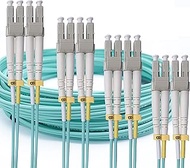 Elfcam® - 1m Fiber Optic Cable LC/UPC to LC/UPC 50/125um OM3 Multimode Duplex LSZH, Blue, 1m x 4pcs