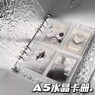 A5 mini card Album - Ice-style water wave mica cover - 4 boxes per page - Photo card storage