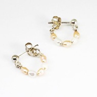 【925銀】 天然迷粒珍珠圓耳環-3mm